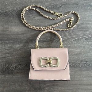 Aldo Pink and Gold Mini Bag with Crystal Clasp